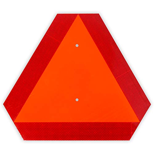 Slow Moving Vehicle Triangle Safety Sign,14"x16" Plastic, Highly Visible, Engineering Grade Reflective for Golf Cart