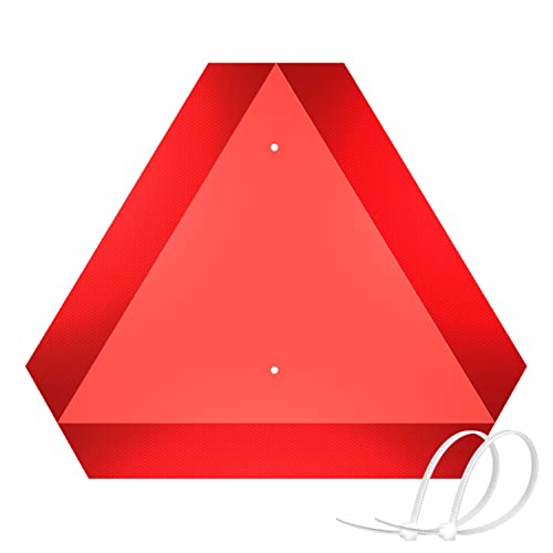 Slow Moving Vehicle Sign Triangle Sign - SMV Sign for Golf Cart,UTV/ATV/RTV,Tractor&Farm equipment - Highly Reflective Up to 7 Years,14"x16"80-mil Thick Plastic - Include Screws & Zip Ties