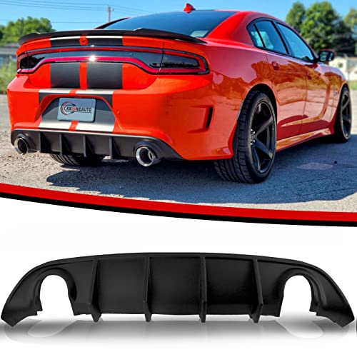 Rear Diffuser V3 Style Compatible with 2015-2023 Dodge Charger SRT Rear Lip Bumper Diffuser PP Valance Splitter OE Style Fit Non-Widebody Models, Matte Black