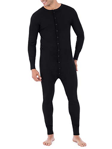 Fruit of the Loom Men's Premium Thermal Union Suit, Black, Medium
