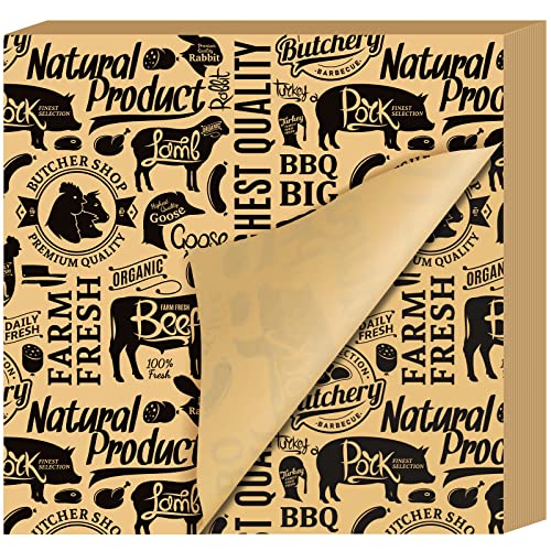 200 Pieces Butcher Paper Unbleached Uncoated Unwaxed Butcher Paper 12 x 12 inch Square Precut Butcher Paper for Smoking Grilling