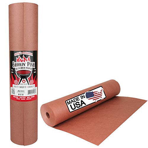 Smokin' Pink Kraft Butcher Paper Roll | 17.25" x 200' (285 Sq Ft) | Best Peach Wrapping Paper for Smoking Meat, Brisket, Crawfish Boil, or Table Runner | Unbleached Unwaxed Uncoated | Made in USA