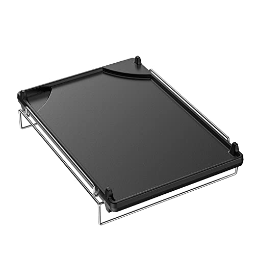 Skyflame Universal Cast Iron Griddle, Flat Top Gas Grill Griddle Pan with Removable Rack and Raised Lip Edges, Fit for Most Gas Grill with Side Burner and Other Grills, Size 14.5" x 10"