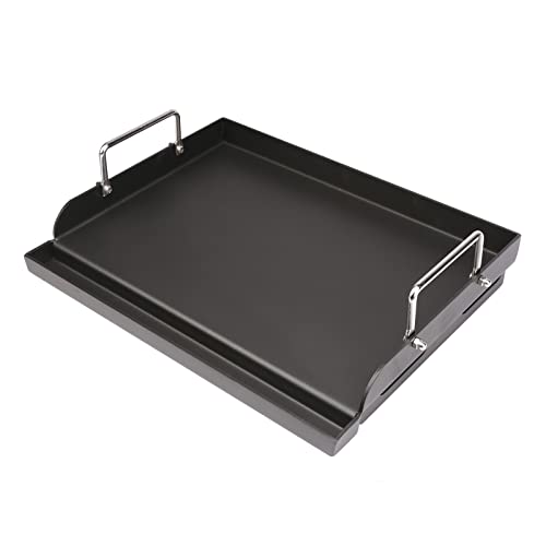 Utheer 17" x 13" Nonstick Coating Cooking Griddle for Gas Grill, Universal Griddle Flat Top Plate Insert with Grease Groove and Removable Handles for Charcoal/Gas Grills, Camping, Tailgating, Parties