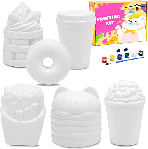 LovesTown squishies Making Kit, 6 PCS Food Paintable Squishies Make Your Own squishies DIY Painting Kit for Girls and Boys Christmas Gift Birthday Holiday Favor Craft