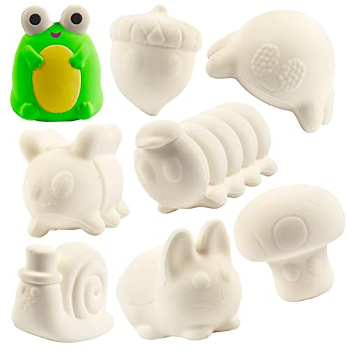 Jumbo Cute Critters Squishies (8 Unique Garden Animals) White Kawaii Scented Slow Rising Squishy Toys, Paint, Decorate, Scented Stress Relief Craft, Kids Classroom, Birthday Party Activity Gift(4"-6")