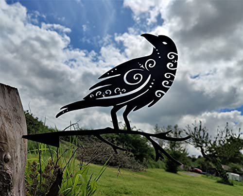 Somerset Quintessence Metal Bird Garden Art - Odins' Raven Muninn | Pagan Decor | Viking Art | Metal Art | Garden Art | Backyard Art | Tree Art | Silhouette Art | High Grade Steel