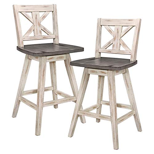 Homelegance Amsonia Counter Height Swivel Barstool (Set of 2), White