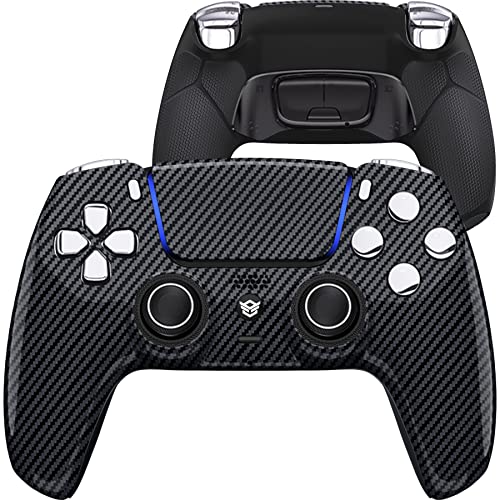 HexGaming ULTIMATE 4 Mappable Back Buttons & Replaceable Thumbsticks & Hair Trigger Black Rubberized Grip Compatible with ps5 Customized Game Controller PC Wireless FPS Gamepad - Graphite Black Silver