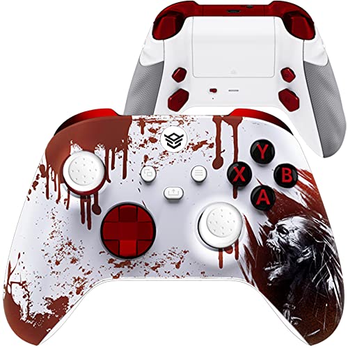 HEXGAMING Advance Wireless Controller for Xbox Series X & S, for Xbox One, and for Windows 7/8/10-4 Remappable Back Buttons - Triggers Stop - Interchangeable Thumbsticks - Blood Zombie