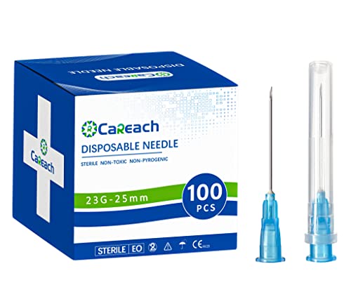 23G-1 Inch, (100PCS) Syringe Needles 18 Gauge Needle 16G 20G 21G 22G 23G 27G 30G 32G 25 Gauge Needles 1 Inch 5/8 Inch 1/2 Inch