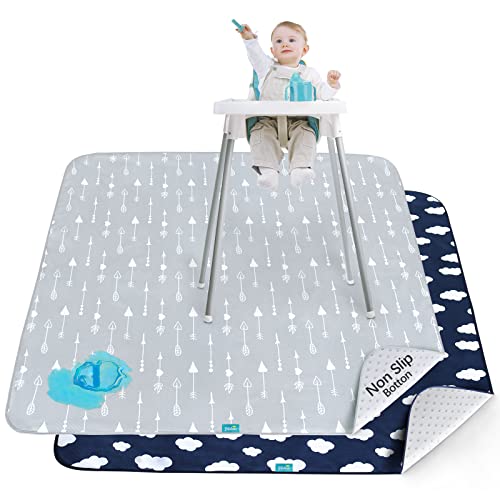 Splat Mat 2 Pack for Under High Chair & Arts & Crafts & Eating Mess, Waterproof Baby Playtime Anti-Slip High Chair Mat for Floor or Table, Reusable & Portable Splash Mat for Under High Chair, 42 46
