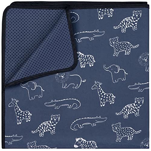 Baby Splat Mat for Under High Chair, 51 x 51 Inch Splash Mat, Waterproof and Washable Spill Mat, Anti-Slip Floor Protector, Safari Animals