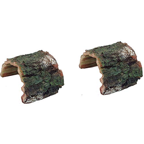 2 Pack Betta Log Resin Hollow Tree Trunk Ornament, Aquarium Hideout Reptile Cave Ornament Terrarium Fish Tank Decoration