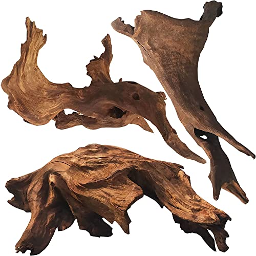 WDEFUN Natural Driftwood for Aquarium Decor,7-11 Inch Assorted Branches Decorations on Reptile Fish Tank 3 PCS