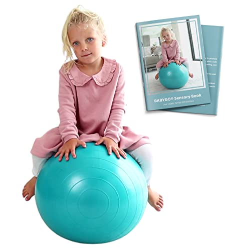BABYGO Sensory Peanut Ball for Kids Children | Autism Therapy Calming Development Activities Motor Skills Special Needs | Exercise Book & Pump Included | Anti Burst 45cm