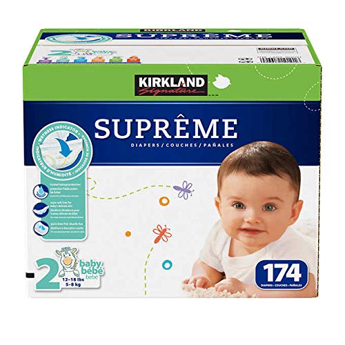 Kirkland Signature Super Absorbent, Wetness Indicator Supreme Diapers: Size 2 (12-18lbs) - 174 Ct