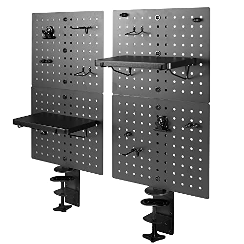 VIVO Steel Clamp-on Desk Pegboard, 24 x 20 inch Privacy Panel, Magnetic Peg Board, Office Accessory Organizer, Above or Under Desk Placement, Black, PP-DK24B