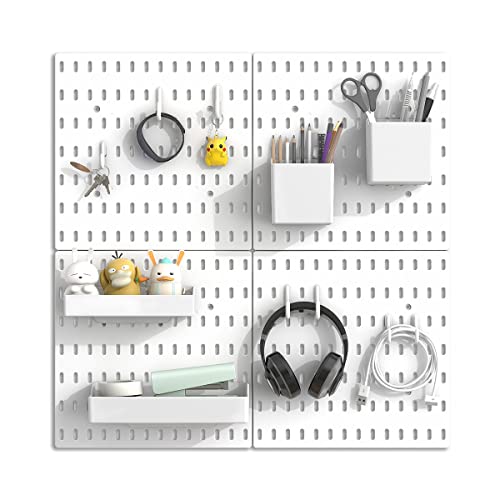 Nafenai Pegboard Combination Wall Organizer Kit,4 Pieces Pegboard and 11 Accessories Modular Hanging,Wall Mount Display Pegboard Panel Kits,Peg Board Organizer for Home Office