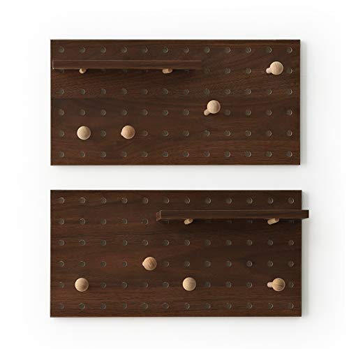 XAOMLP Wooden Pegboard Modular Display Organization Storage Wall Hooks Shelf(ColorWalnut)