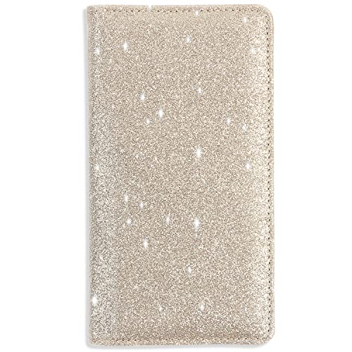 Sanlykate Glitter Checkbook Cover for Girl Women, RFID Blocking PU Leather Standard Register Check Book Case With Pen Inserts & Free Divider, Champagne