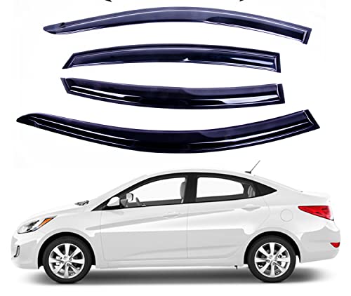 Fits Hyundai Accent 2012-2017 Acrylic Safe Smoke Window Visor Set - Sun, Rain, and Vent Protection, 4-Piece Window Deflector Guard Kit