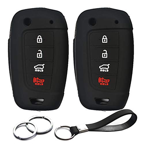 2pcs Compatible with Hyundai Accent Flip 4 Buttons Silicone Case Cover Protector Keyless Remote Holder for 2019 2018 Hyundai Accent GL GLS Limited Ultimate Mid LE SE Essential SEL GL Mid Preferred L