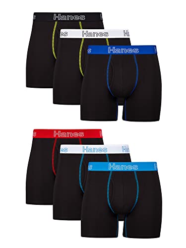 Hanes Men's Underwear Boxer Briefs Pack, Moisture-Wicking Underwear, Stretch-Cotton Boxer Briefs, 6-Pack