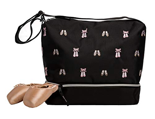 Horizon Dance 5602 Daisy Embroidered Ballet and Tap Dance Small Gear Tote Bag with Shoe Compartment