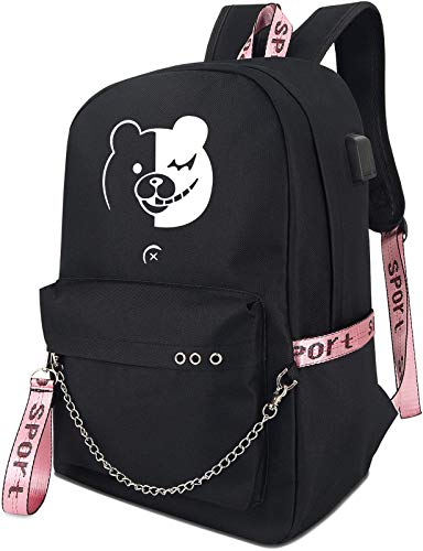 Roffatide Anime Danganronpa Luminous Backpack Book Bag Laptop School Bag with USB Charging Port And Headphone Port One_Size