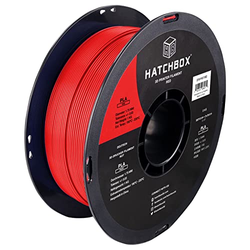 HATCHBOX PLA PRO+ 3D Printer Filament, Dimensional Accuracy +/- 0.03 mm, 1 kg Spool, 1.75 mm, Red