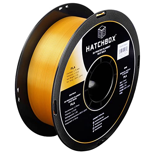 HATCHBOX 1.75mm Silk Gold PLA 3D Printer Filament, 1 KG Spool, Dimensional Accuracy +/- 0.03 mm, 3D Printing Filament