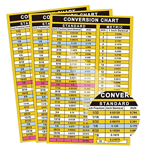 Fraction-Decimal to Metric Conversion Chart Stickers 5.5 x 8.5 Inch Waterproof vinyl Chart Sticker Easy to Read Decal Inches and Millimeters Toolbox Sticker,Engineer,Mechanic,in to mm Sticker Decal 2 Pcs