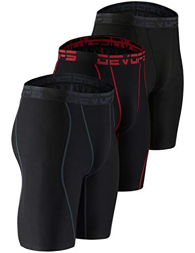 DEVOPS Men's Compression Shorts Underwear (3 Pack) (X-Large, Black/Black/Black)