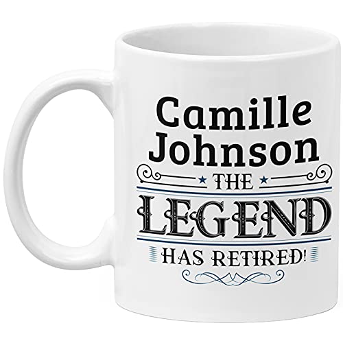 Okaytee Personalized Retirement Mug THE LEGEND HAS RETIRED - Retired Mug Gift 2021 For Mens and Womens White 11oz