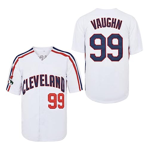 ZXCVB Men's #99 Ricky Vaughn Jersey 90s Hip Hop Clothing Movie Baseball Jersey Stitched (as1, Alpha, l, Regular, Regular, White)