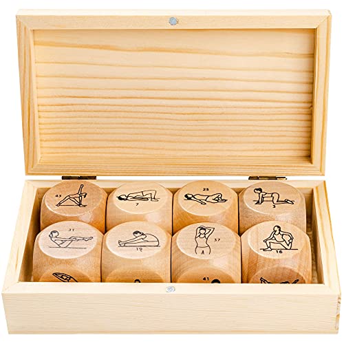 Zinsk 8-pc Wood Yoga Dice Set - Creative Yoga Accessories and Fun Yoga Gifts for Women - Wooden Workout Dice & Fitness Dice to Create Yoga Flows in Seconds - Yoga Stuff for Yogis and Yoga Instructors