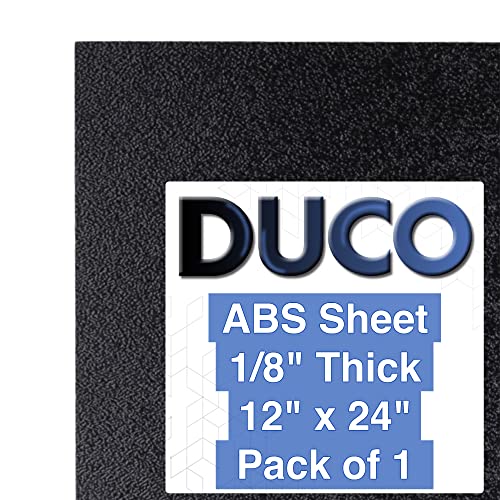 Duco ABS Plastic Sheet 1/8 Inch Thick 12" x 24" - Two-Sided Rigid ABS Sheet (Textured Plastic Front & Smooth Back) - DIY Home Decor and Robotics Competitions Use - Black Plastic Sheet (Pack of 1)