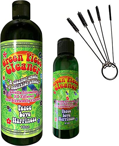 Green Piece Cleaner 16 oz - Free travel size - 4 Oz. and a Free Pipe Cleaner! The All Natural Glass Cleaner, Metal and Ceramic Water Pipe/Bubbler