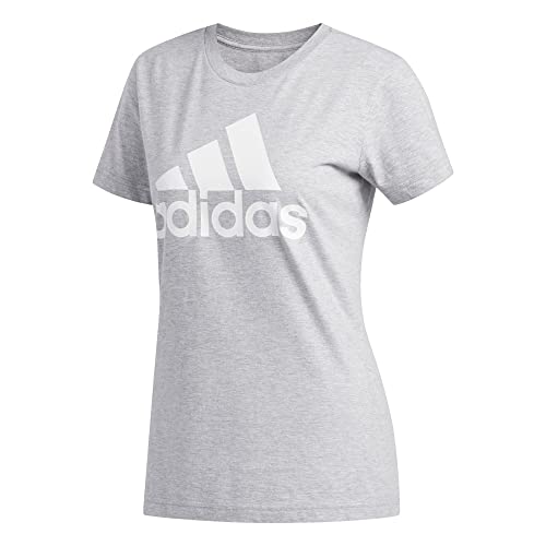 adidas Women's Badge of Sport Tee, Medium Grey Heather/White, Small