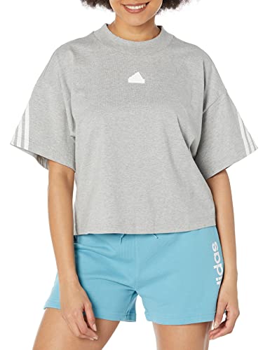 adidas Women's Future Icon Three Stripes T-Shirt, Medium Grey Heather