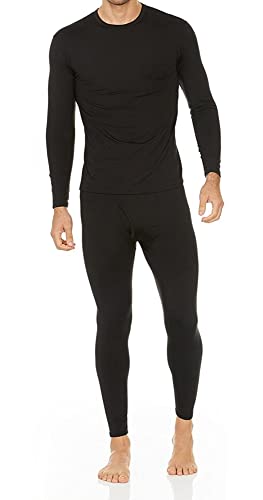 Thermajohn Long Johns Thermal Underwear for Men Fleece Lined Base Layer Set for Cold Weather (Large, Black)