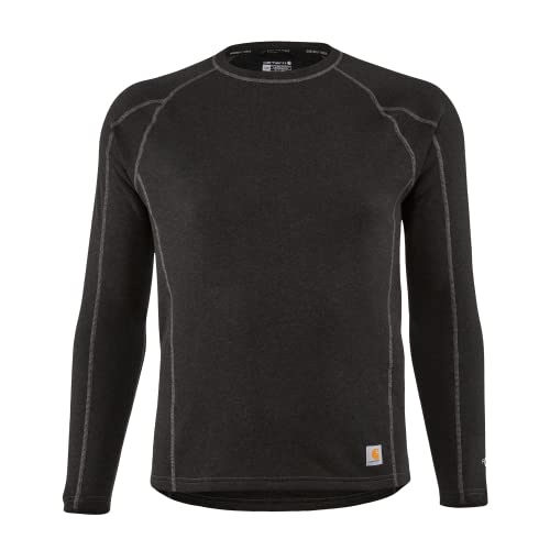 Carhartt Base Layer Men's Size Force Heavyweight Synthetic Wool-Blend Fleece Base Layer Crewneck Top, Black Heather, XX-Large Tall