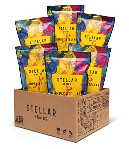 Stellar Pretzel Braids, Simply Stellar, Traditional Vegan Butter Pretzels, 5oz (Pack of 6) Vegan, Non-GMO, Woman-Owned, Baked with Love by Stellar Snacks