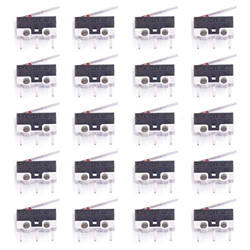 DAOKI 20Pcs Micro Switch AC 1A 125V 3Pin SPDT NO+NC Hinge Lever Momentary Push Button Micro Limit Switch for Arduino