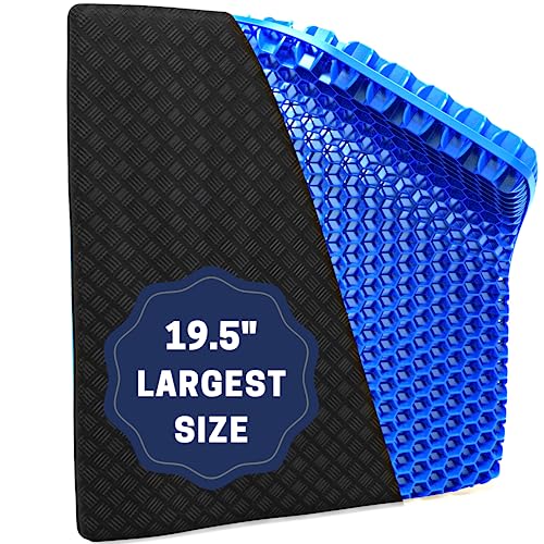 SATURAY Extra Large & Thick 19.5" Gel Cushion for Sitting - Coccyx, Tailbone, Sciatica - Wheelchair, Car, Recliner Cushion - Gel Seat Cushion for Long Sitting Pressure Relief - Wheel Chair Cushion