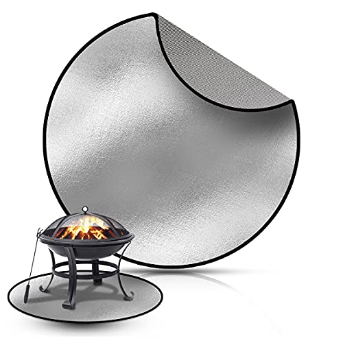 Fire Pit Mat - Round Fireproof Mat for Under Fire Pit - Easy to Clean Heat Resistant Under Grill Mats for Outdoor Grill - Heat Shield Rug Great As A Grill Mat, Smoker Pad, on Patio (24 in)