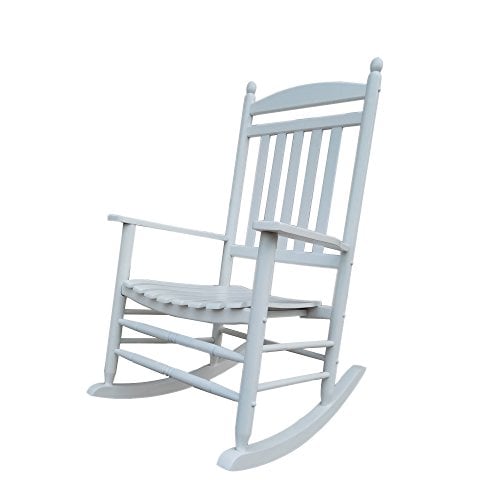 Rocking Rocker-A040WT White Wood Porch Rocker/Outdoor Rocking Chair -Easy to Assemble-Comfortable Size-Outdoor or Indoor Use
