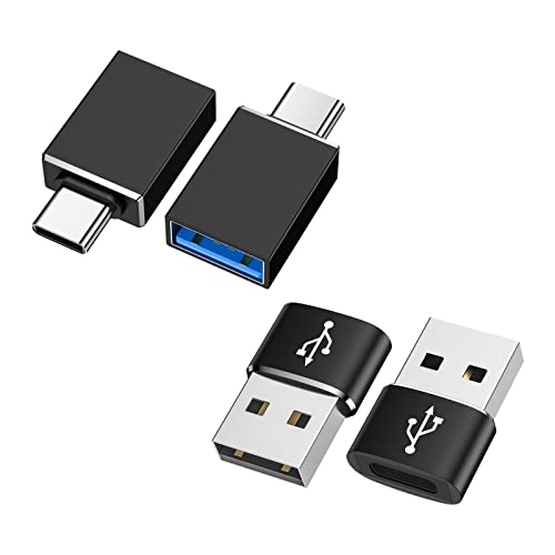  [4 Pack] USB C to USB Adapter [USB-C to USB-A],USB to USB C Adapter [USB A to USB C] for Samsung/iPhone/PC/Airpods/iPad/MacBook/Laptop/CarPlay, Female Adapter Data Transfer & Fast Charging