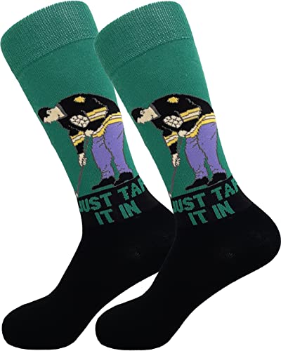 Balanced Co. Funny Golf Socks Golf Dress Socks Crazy Socks Casual Cotton Crew Socks (Just Tap It In)